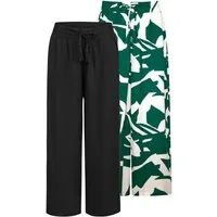 DENIMFY Chinohose Damen Palazzo Hose DFKate 2er Pack Loose Fit (Vorteilspack) Sommerhose mit Taschen