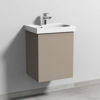 Sanipa 3way Waschtischunterbau zu Geberit Acanto Waschtisch mit 1 Tür, Sandgrau-Matt SF41467