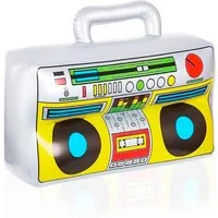 Kostümheld® Aufblasbares Partyzubehör 1x Aufblasbarer Retro Ghettoblaster Radio Walkman 80er 90er Party, 45 x 42 cm