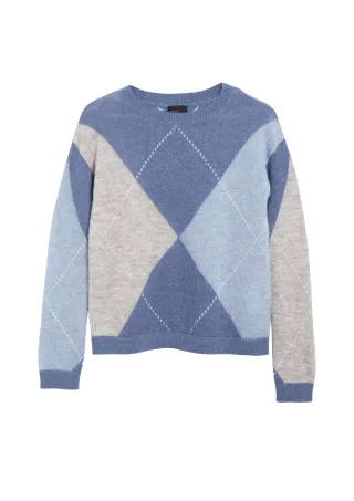 s.Oliver BLACK LABEL - Strickpullover blau/beige/mehrfarbig - Gr. - 42