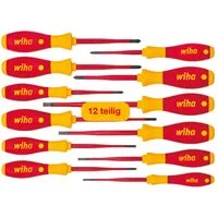 Wiha Schraubendreher Profi (41003) - 12 tlg., (12 St), VDE, mit dünner Spitze Schlitz, Kreuz, Kreuzschlitz, Torx, Plusminus
