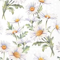 Ambiente Luxury Paper Products Papierserviette, Servietten Papier 33x33cm 3-lagig mit Margeriten Motiv Weiß 20 Stück