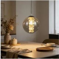 Nettlife Pendelleuchte G9 Hängelampe modern Bernstein/Grau Glas 1/3/4/6/10/15 Flammig, Höheverstellbar, LED wechselbar, Warmweiß, für Küchen Wohnzimmer Schlafzimmer Flur