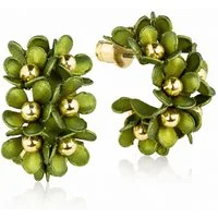 LUISIA® Paar Ohrstecker Halb Creolen Ohrringe "Mia" mit Blüten (2-tlg., inkl. Schmuckbox), 16 Karat vergoldet