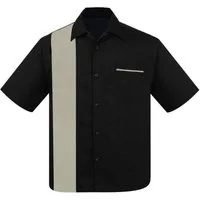 Steady Clothing Kurzarmhemd Pop Check Single Black Sage Retro Vintage Bowling Shirt
