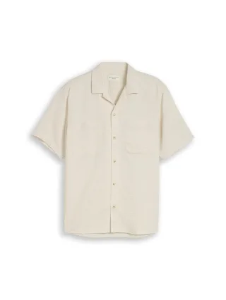 Tom Tailor - Regular Fit Resort Hemd mit Waffelstruktur gardenia white - Gr. - L