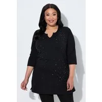 Ulla Popken Longshirt Longshirt Ziernieten Tunika-Ausschnitt 3/4-Arm