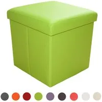 style home Sitzhocker mit Stauraum faltbare Sitzwürfel (Sitztruhe aus Kunstleder, 38 x 38 x 38 cm Grün), gepolstert Sitzbank Fußhocker für Wohnzimmer Schlafzimmer