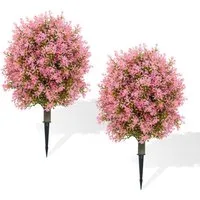 Kunstbaum 2 PCS Künstliche Boxwood Topiary Ball mit Boden Einsätze, GarveeMore
