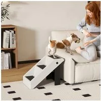 PawHut Haustiertreppe 3 Stufen 36,5 cm Hoch für Kleine Hunde Hunderampe Einstiegshilfe (faltbare, tragbare Katzentreppe, 1-St., Hundetreppe 3 Stufen), für kleine Hunde und Katzen bis zu 10 kg, 53x30,5x36,5 cm, Cremeweiß