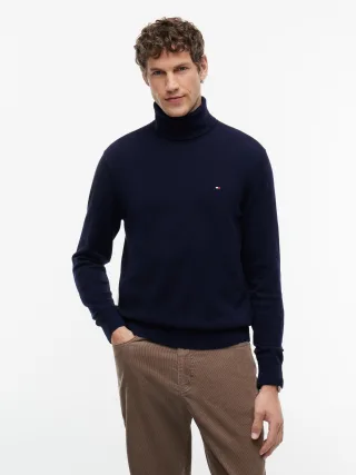 PIMA ORG CTN CASHMERE ROLL NECK Navy Blue - Gr. - L