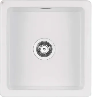 Neuesbad 1-Becken Keramikspüle ohne Abtropffläche, Weiß, 475x450x215 mit SPACE SAVER NB1DEZCBA1031