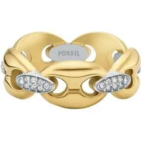 Fossil Fingerring Schmuck Geschenk Edelstahl HERITAGE, mit Glasstein