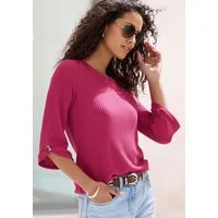 LASCANA 3/4-Arm-Shirt mit Knopfdetail aus weicher Waffel Piqué-Qualität