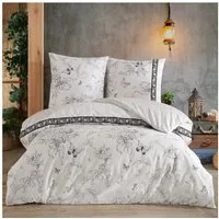 Buymax Bettwäsche Alegra, Renforcé: 100% Baumwolle, 4 teilig, 155x220 cm mit Reißverschluss, Geblümt Schmetterlinge, Schwarz Weiß