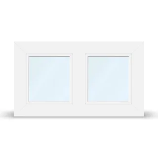 Kellerfenster 2-teilig, PVC, Ideal 4000, Weiß, 885 x 510 mm, festverglast, individuell konfigurieren