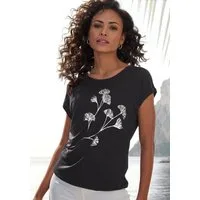 LASCANA Kurzarmshirt mit schimmerndem Blumenprint Sommershirt aus luftiger Viskose-Qualität