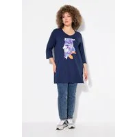 Ulla Popken Longshirt Longshirt Blüten A-Linie V-Ausschnitt 3/4-Arm