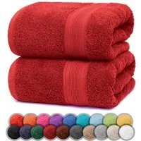 NatureMark Duschtücher 2er-Set Frottier Duschtücher 70x140cm, 100% Baumwolle (2-St), Premium Qualität, DUSCHTUCH, Dusch-Handtuch, 70x140cm, Rot
