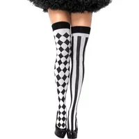 Leg Avenue Overknees Pantomime Kostüm Strümpfe Damen Karneval Fasching Verspieltes Accessoire für Euer Pantomime und Harlekin Kostüm