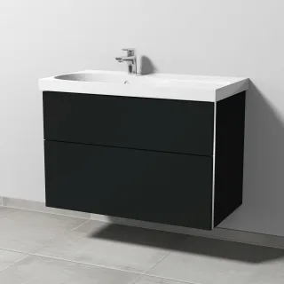 Sanipa 3way Waschtischunterbau zu Geberit Acanto Waschtisch mit 2 Auszügen, Vulkan-Matt BP4191V