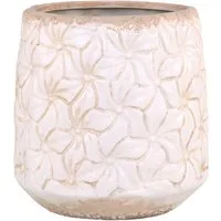 Chic Antique Blumentopf Colmar Keramik Übertöpfe Vasen und Krüge Creme 3D floral Landhaus, Reliefmuster, Keramik außen glasiert