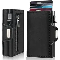 Forrlite Mini Geldbörse Geldbörse Herren Slim Wallet RFID Blocking Kohlefaserleder (Portmonee Herren mit 11 Kartenetui, Ausweisfenster, Geldscheinklammer, Minimalistischer Geldbeutel Herren,Geldbörse Herren mit RFID Schutz, Portmonee Portemonnaie Her