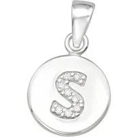 BUNGSA Anhänger Set Anhänger Rund mit Buchstaben Kristall Silber 925 Silber Unisex S (1 Paar (2 Stück), 1-tlg), Pendant Halsketten