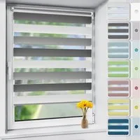 Doppelrollo rollos für Fenster ohne Bohren 130cm, OUBO, Lichtschutz, freihängend, mit Klemmträger, Klemmfix, livhtdurchlässig und verdunkelnd
