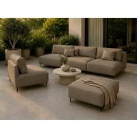 A&J MöbelLand GmbH Gartenlounge-Set Outdoor Lounge Set SUN – Sofa, Sessel und Hocker, (Outdoor Lounge Set für Garten und Terrasse, 3-teiliges modernes Garten Lounge Set), Wetterfestes Lounge Set für Garten und Terrasse