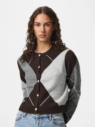 PIECES - PCSALLY LS KNIT CHECK CARDIGAN BC - Gr. - M