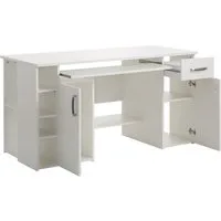VOGL Möbelfabrik Schreibtisch Tim mit seitlich offenen Fächern & Tastaturauszug, Druckerablage, 1 Schublade, Breite 138 cm, Made in Germany