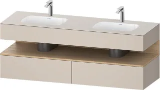 Duravit Qatego Einbauwaschtisch mit Konsolenwaschtischunterbau Taupe Matt 1600x550x600 mm - QA479703 QA4797030910000