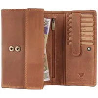 Mercano Geldbörse Damen Groß Echtleder (mit Geschenkbox), 11 Kartenfächer, RFID, Druckknopf & Sicherheitsbügel, Vintage-Leder
