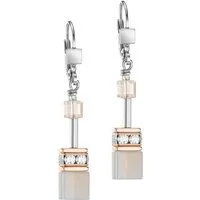 COEUR DE LION Paar Ohrhänger Schmuck Edelstahl GeoCUBE® Iconic Precious Würfelkette, Made in Germany - mit Swarovski® Kristall, Strassstein, Schmuckstein