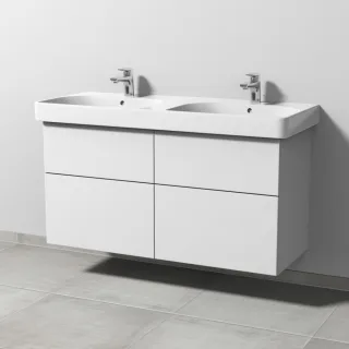 Sanipa 3way Waschtischunterbau zu Geberit Smyle Square Waschtisch mit 4 Auszügen, Weiß-Soft SM67443