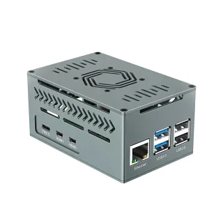 Aluminum Case for Raspberry Pi 5 with 4010 PWM Fan Copper Heatsinks Metal Enclosure Supporting Official Cooler X1000/X10