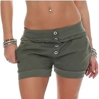 malito more than fashion Hotpants malito Damen Hotpants in Unifarben, lockere kurze Hose, Bermuda für unifarbene Chino Short kurze Sommerhose mit elastischem Bund