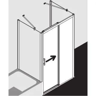 Kermi Pega Gleittür 2-tlg. bodenfrei mit Festfeld PED2R10318VAK 103x185cm, silber hochglanz, ESG klar, rechts, auf Duschplatz