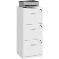 DEVAISE Rollcontainer mit Schubladen, Aktenschrank abschließbar für DIN A4/Legal/Letter, Druckerschrank Holzoptik, Büroschrank für Home Office