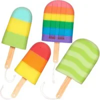 BRUBAKER Duschschwamm Badeschwamm Set Eis am Stiel - Seifschwamm für Kinder und Erwachsene, 4-tlg., Badeknäuel zum Einseifen - Waschschwamm inkl. Geschenkbox - Bunt