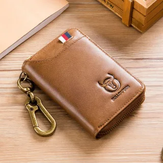 BULLCAPTAIN Genuine Leather Mens Waist-Mounted Wallet Card & Id Holders Multi-function Key Chain Holders Mini Key Bag Co
