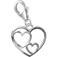 Goldene Hufeisen Charm Herz Herz Karabiner Charm Anhänger für Bettelarmband 925 Sterling-Silber (inkl. Etui), für Gliederarmband oder Halskette