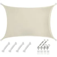 AMANKA Sonnensegel mit Befestigung - 3 x 2 m Wasserdicht - Sonnenschutz Garten & Balkon, Polyester Sonnenschutzsegel Rechteckig - Überdachung mit Regenschutz