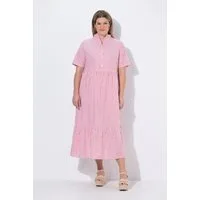 Ulla Popken Maxikleid Kleid Streifen A-Linie Kelchkragen Halbarm Taschen