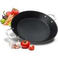 endusor Paellapfanne Paella Pfanne Ø 38 cm für 6-8 Personen, Aluminiumguss (Antihaft-Beschichtung, 5l Fassungsvermögen für 6-8 Portionen), Alle Herdarten + Backofen + Gasgrill, Paellapfanne für Zuhause