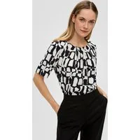 s.Oliver Kurzarmbluse Bluse Gemusterte Bluse mit Falten-Details
