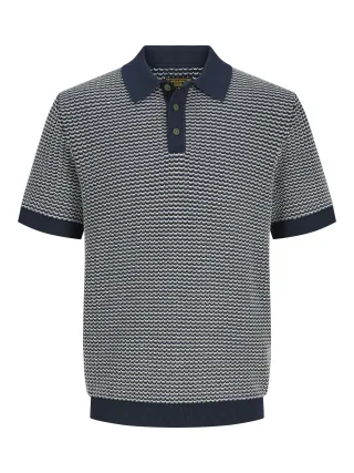 JACK&JONES - JPRBLUKINGSLEY KNIT POLO SS LN Sky Captain - Gr. - M
