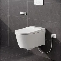 HOROW Dusch-WC Intelligente WC mit Bidet Funktion, Wand-WC, Japanische spülrandlos WC, Wand WC, Abgang waagerecht, mit Warmwasser, Beheizter Sitz, Instellbarem Wasserdruck, Warme Lufttrocknung, Damenpflege