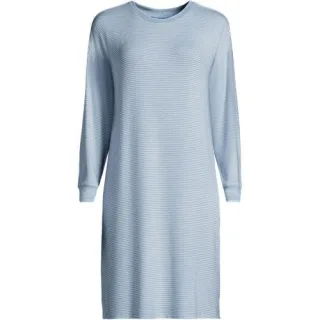 Silky Knit Nachthemd Gestreift für Damen, Damen, size: regular, Grau, Polyester/Viskose/Polyester-Mischung, by Lands' End